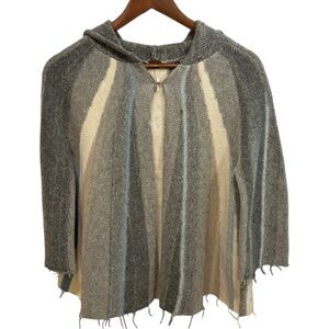 Free People Aztec Stripe Fringe Hoodie Knit Cardigan Open Hoodie Sz M